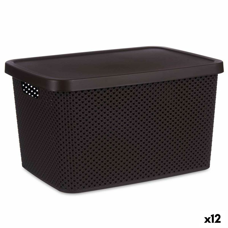 Boîte de rangement avec couvercle Marron Plastique 19 L 28 x 22 x 39 cm (12 Unités)