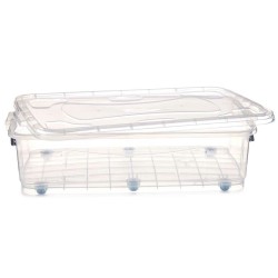 Boîte de rangement avec roues Transparent Plastique 40 L 46,5 x 20 x 72,2 cm (6 Unités)