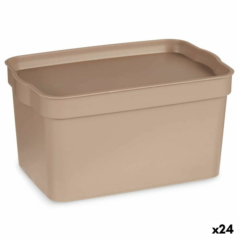 Boîte de rangement avec couvercle Beige Plastique 2,3 L 13,5 x 11 x 20 cm (24 Unités)