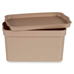 Boîte de rangement avec couvercle Beige Plastique 2,3 L 13,5 x 11 x 20 cm (24 Unités)