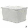 Boîte de rangement avec couvercle Blanc Plastique 40 L 35 x 25 x 46 cm (12 Unités)