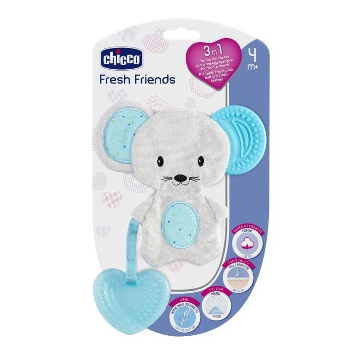 Chicco Fresh Friends Doudou de Dentition +4m Bleu