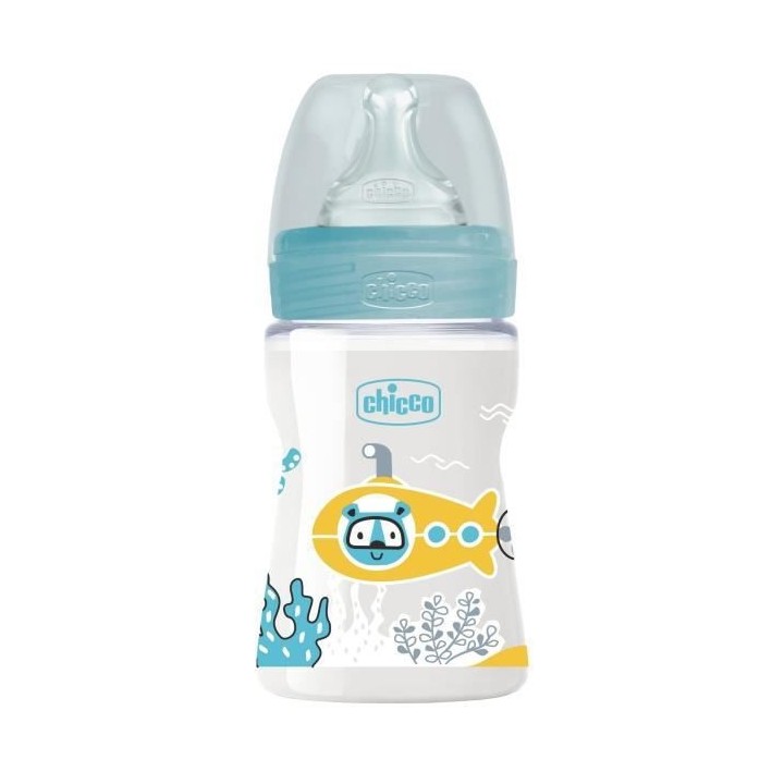 Chicco Biberon Bien-etre Débit Lent +0m Bleu 150ml