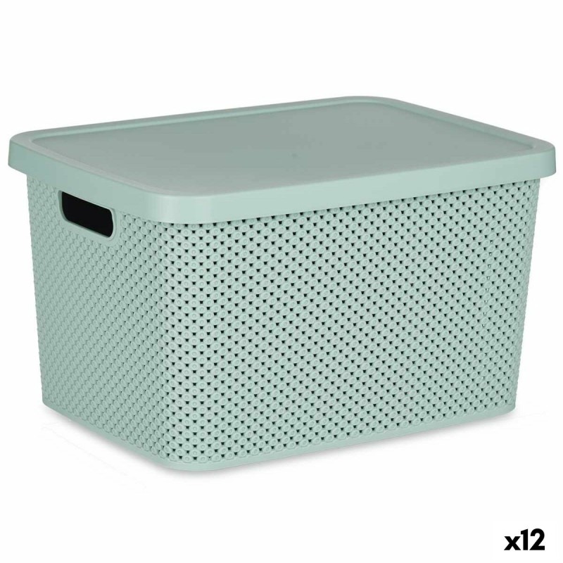 Boîte de rangement avec couvercle Vert Plastique 19 L 28 x 22 x 39 cm (12 Unités)