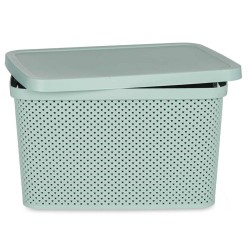 Boîte de rangement avec couvercle Vert Plastique 19 L 28 x 22 x 39 cm (12 Unités)