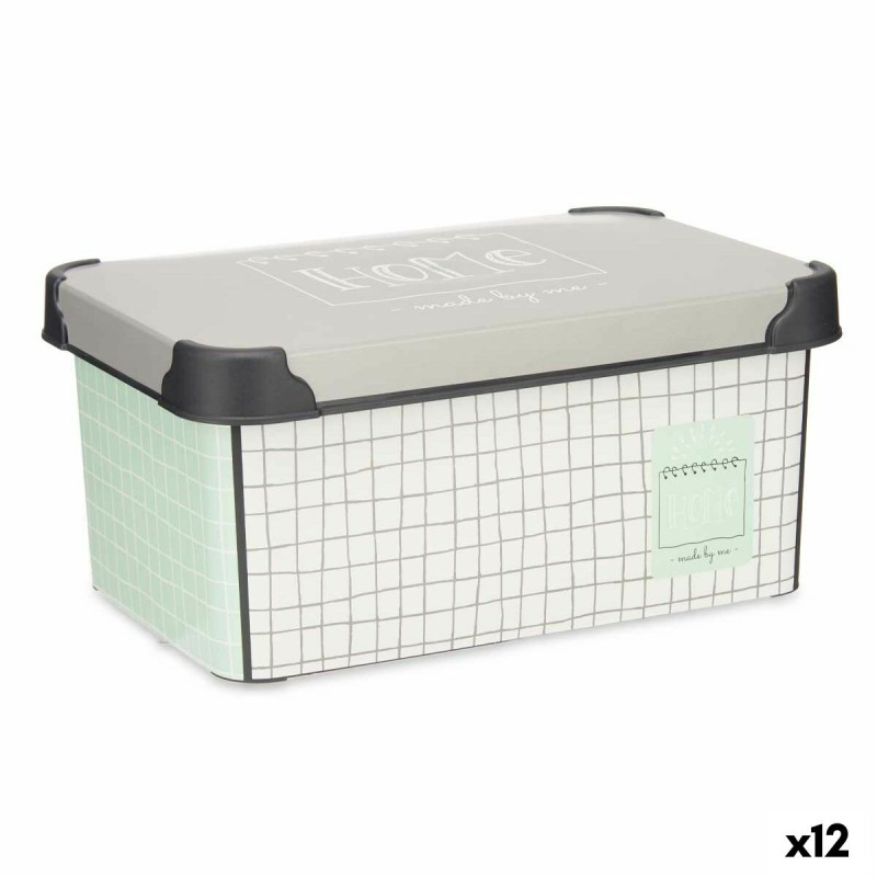 Boîte de rangement avec couvercle Home à carreaux Plastique 5 L 19 x 13,5 x 29 cm (12 Unités)