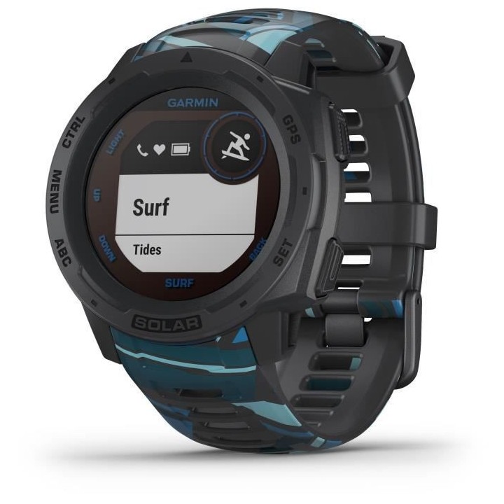 Garmin - Instinct Solar Surf - Montre Connectée GPS & Santé - Autono