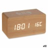 Montre-Réveil avec Chargeur sans Fil Marron PVC Bois MDF 15 x 7,5 x 7 cm (12 Unités)