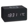 Montre-Réveil avec Chargeur sans Fil Noir PVC Bois MDF 15 x 7,5 x 7 cm (12 Unités)