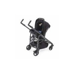 CHICCO Poussette combinée trio Love Up - Siege Auto Oasys groupe 0+ et Nacelle - 0-36 mois - Dossier inclinable - Black Beauty