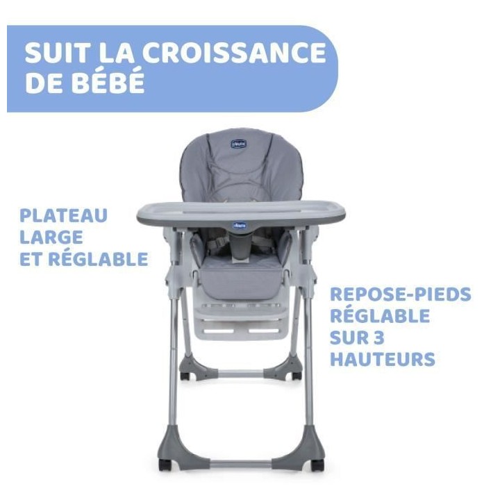 CHICCO Chaise Haute Polly Easy 4 Roues Nature