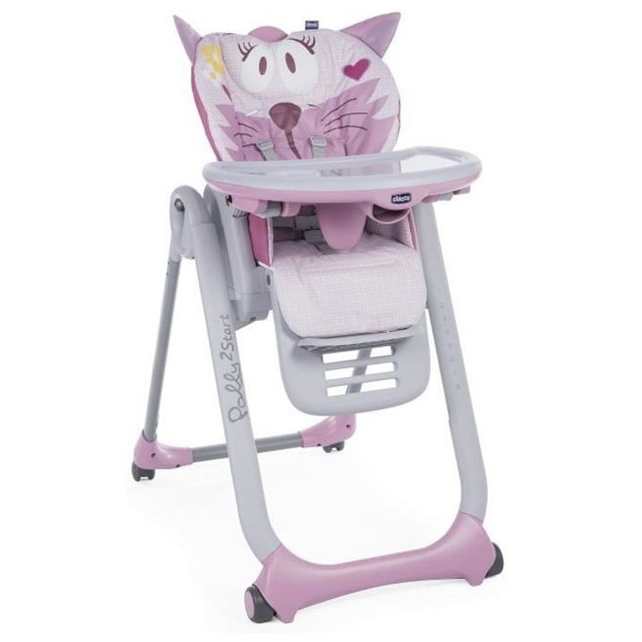 CHICCO Chaise Haute Polly 2 Start 4 Roues Miss Pink