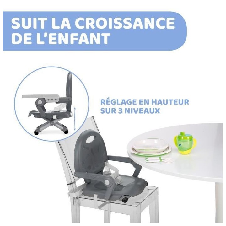 CHICCO Rehausseur de table Pocket Snack dark grey