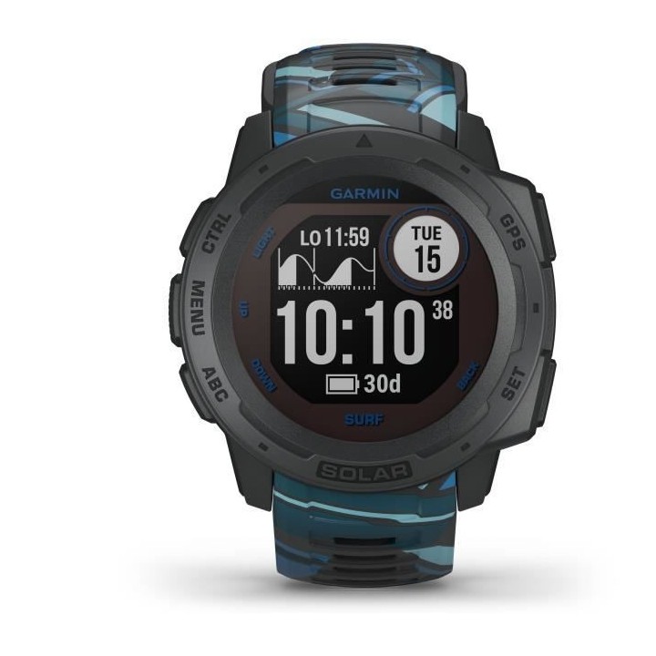 Garmin - Instinct Solar Surf - Montre Connectée GPS & Santé - Autono