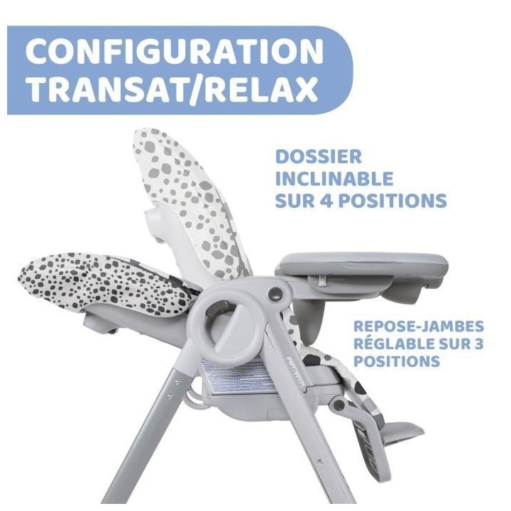 CHICCO Chaise Haute Polly Progres5 4 Roues - Anthracite - Des la naiss