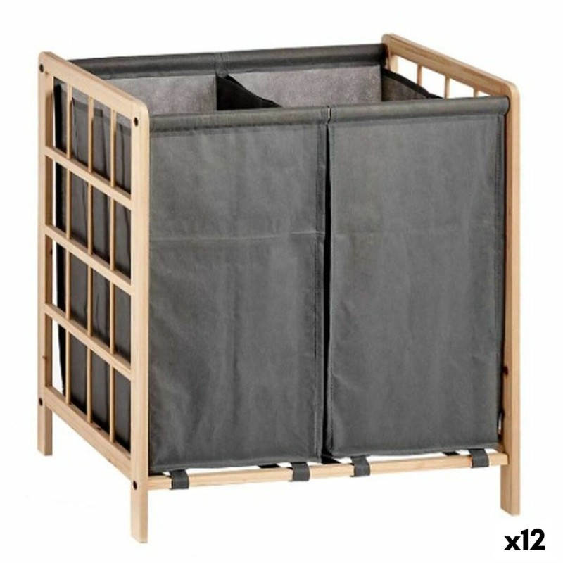 Panier à linge Marron Gris Bois 30 L x 2 33 x 60 x 59,5 cm (12 Unités)