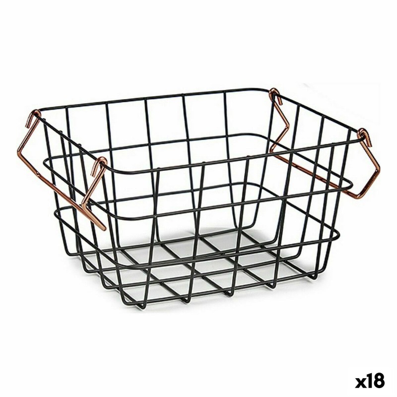 Panier Avec des poignées Noir Acier 18,5 x 12,5 x 24,5 cm (18 Unités)