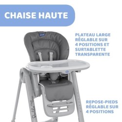 CHICCO Chaise Haute Polly Magic Relax 4 Roues graphite