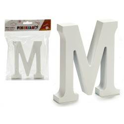 Lettre M Blanc Bois 2 x 16 x 14,5 cm (24 Unités)