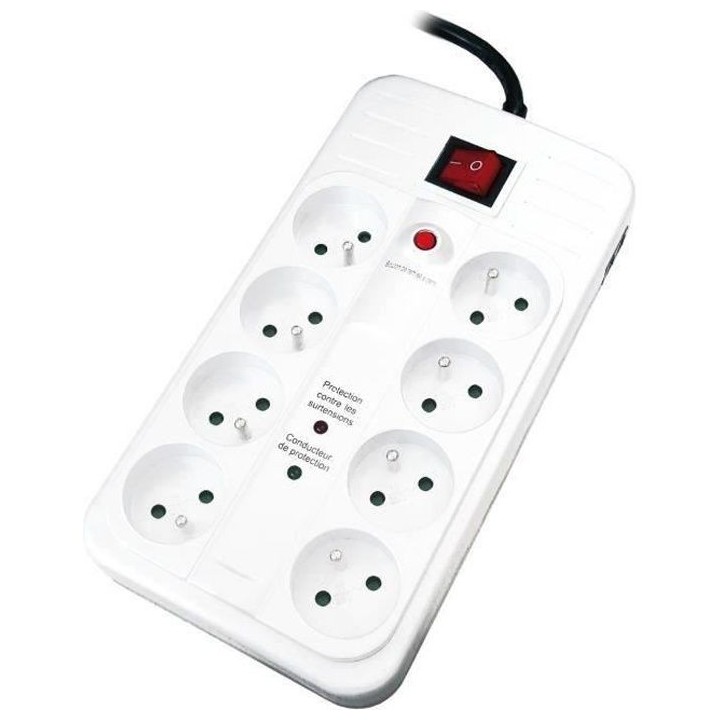 Bloc multiprise parafoudre ZENITECH 8 prises + inter security Pro TV
