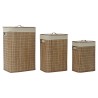 Panier à linge DKD Home Decor Beige Naturel Bambou Bois MDF 3 Pièces 40 x 30 x 60 cm