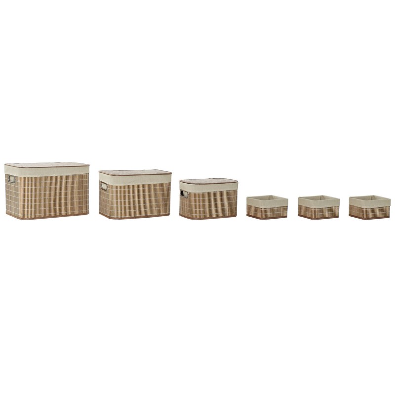 Set de basket DKD Home Decor Beige Naturel Bambou Bois MDF 51 x 35 x 33 cm