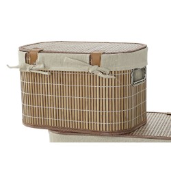 Set de basket DKD Home Decor Beige Naturel Bambou Bois MDF 51 x 35 x 33 cm