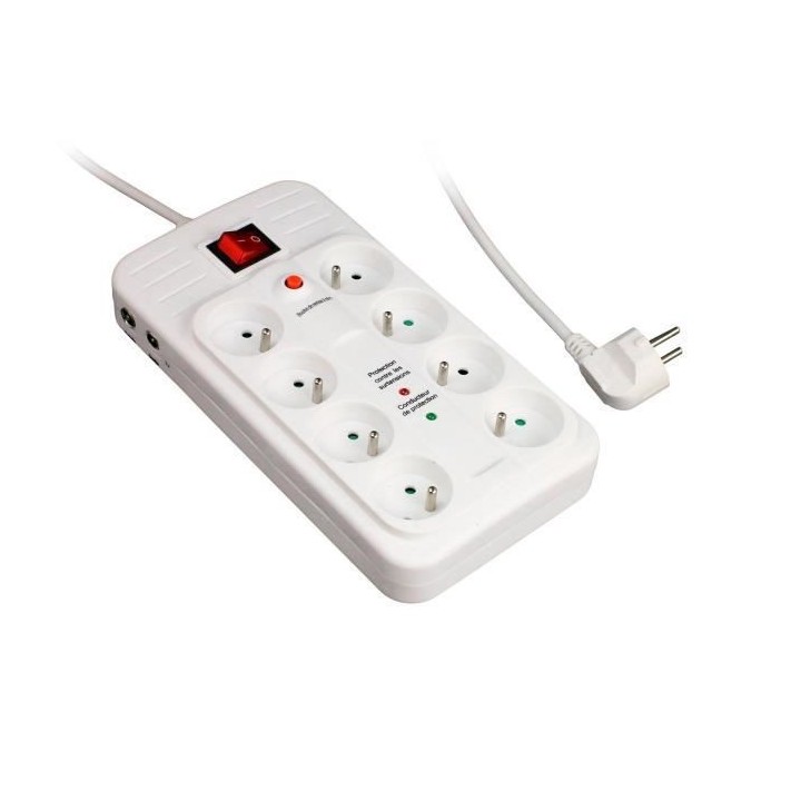 Bloc multiprise parafoudre ZENITECH 8 prises + inter security Pro TV