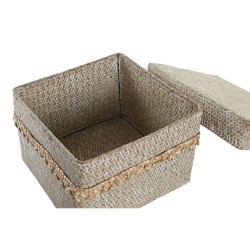 Set de basket DKD Home Decor Naturel Fibre naturelle Boho Usé 30 x 30 x 19 cm (4 Pièces)