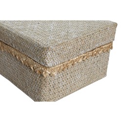 Set de basket DKD Home Decor Naturel Fibre naturelle Boho Usé 30 x 30 x 19 cm (4 Pièces)