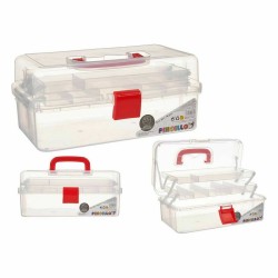 Boîte Multiusage Rouge Transparent Plastique 33 x 15 x 19,5 cm (8 Unités)