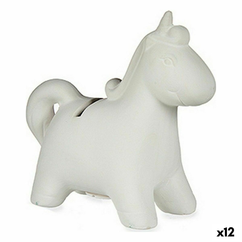 Tirelire à peindre Licorne Céramique 6,4 x 13 x 14 cm (12 Unités)