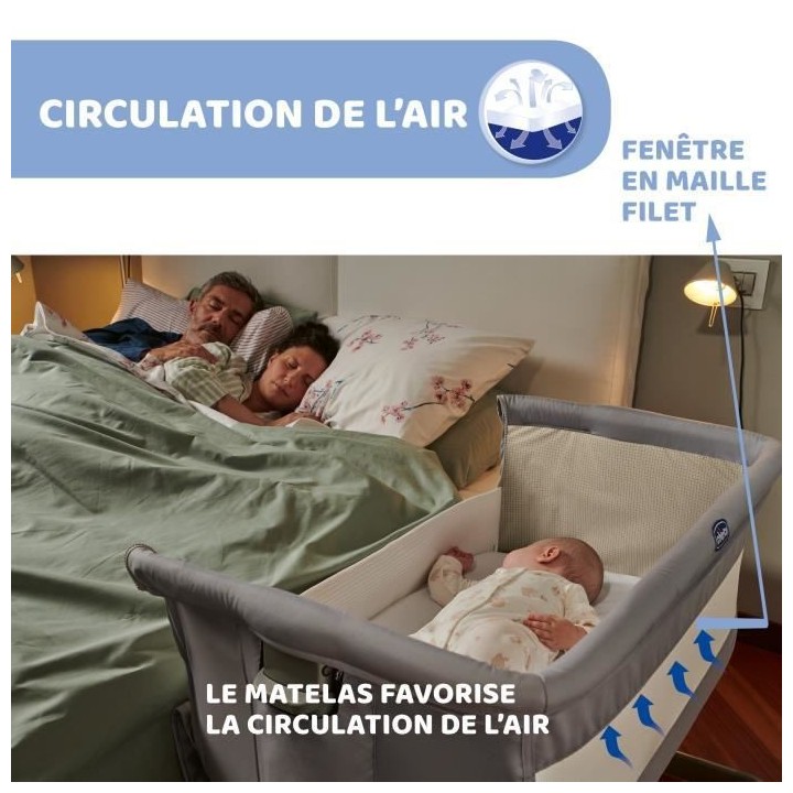 CHICCO - Next2Me Lit Bébé Berceau Cododo - Grey