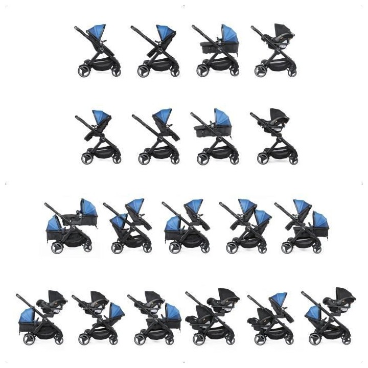 CHICCO Poussette double Fully - 0-36 mois - Nacelle réglable 4 positi