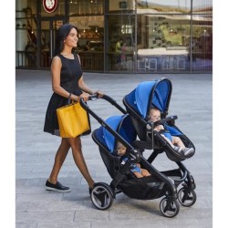 CHICCO Poussette double Fully - 0-36 mois - Nacelle réglable 4 positions - 4 roues avec suspensions - Stone