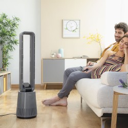 Ventilateur Sans Pales avec Filtre Purificateur et Télécommande InnovaGoods BLOHO Gris (Reconditionné B)