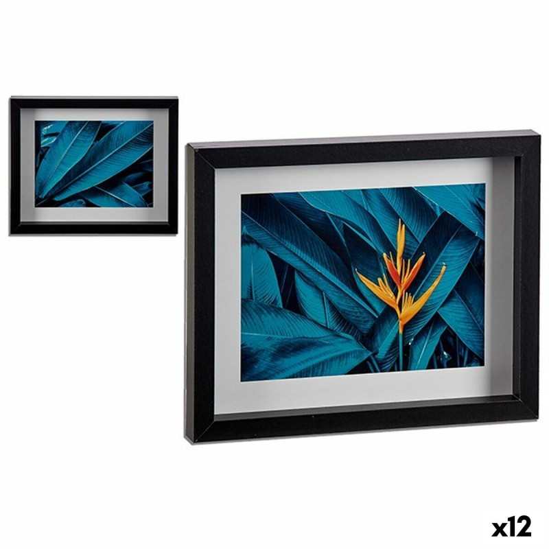 Cadre Feuille d'une plante Tropical Multicouleur Bois 22 x 2,5 x 27 cm (12 Unités)