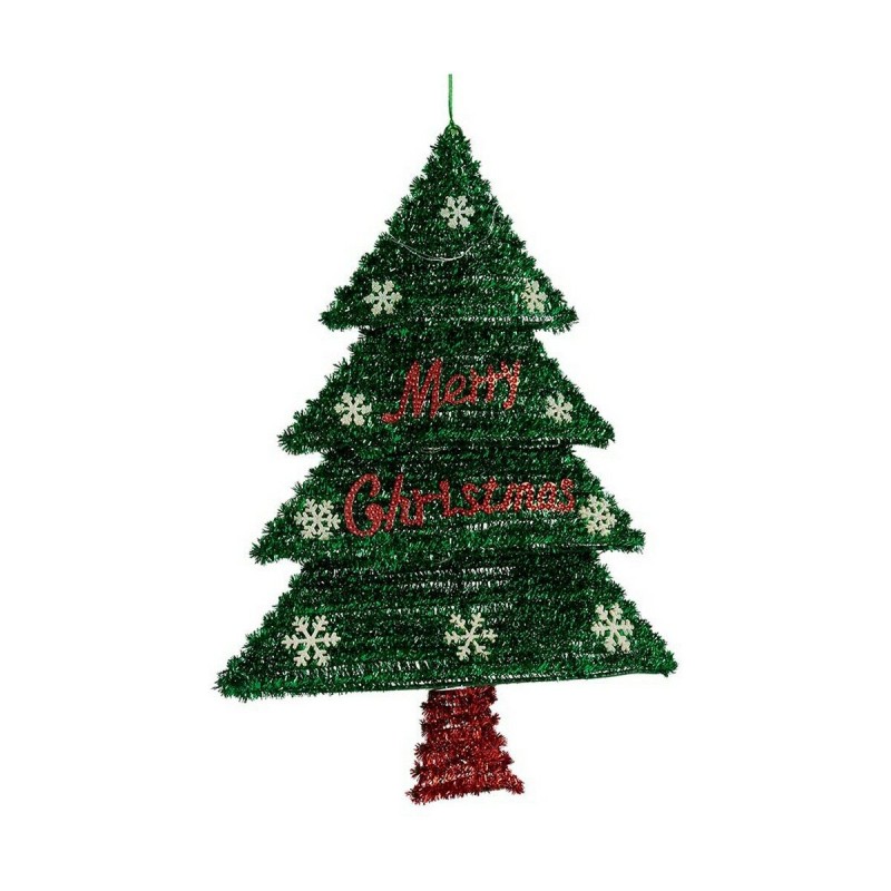 Décoration Sapin de Noël 44 x 58,8 x 7 cm Rouge Argenté Vert Plastique polypropylène