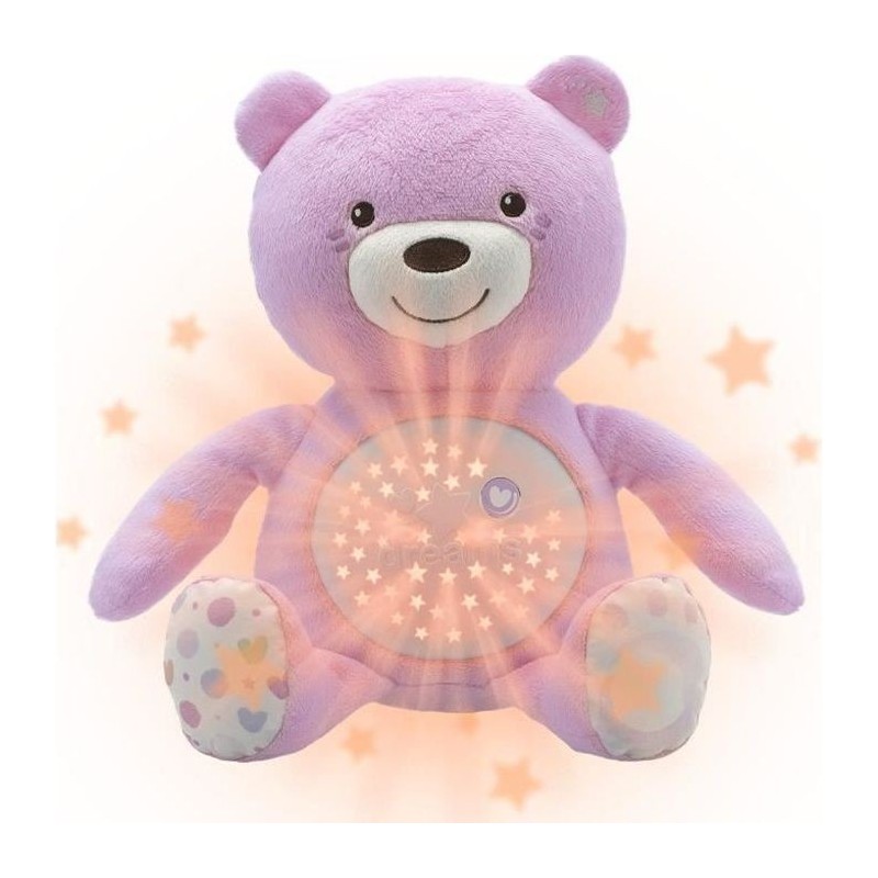 CHICCO Ourson Projecteur Baby Bear Rose First Dreams