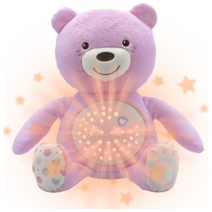 CHICCO Ourson Projecteur Baby Bear Rose First Dreams