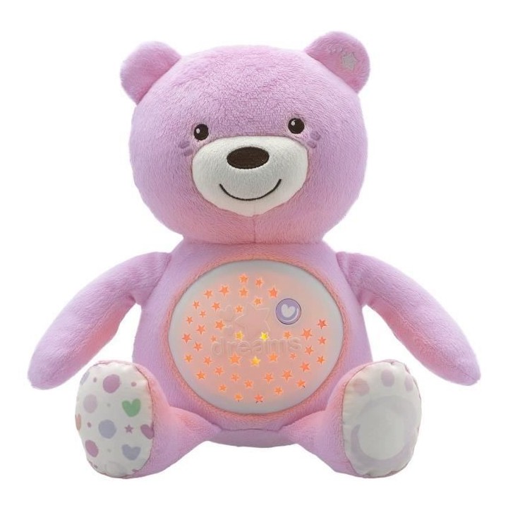 CHICCO Ourson Projecteur Baby Bear Rose First Dreams