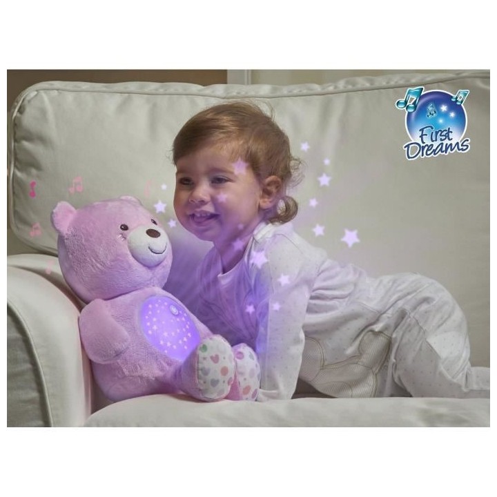 CHICCO Ourson Projecteur Baby Bear Rose First Dreams
