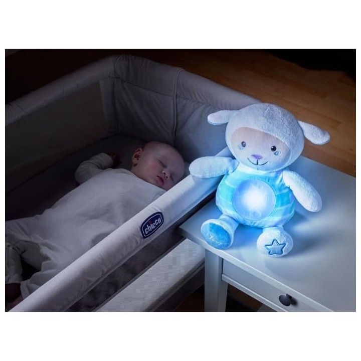 CHICCO Peluche musicale Mouton Tendres mots doux - Bleu
