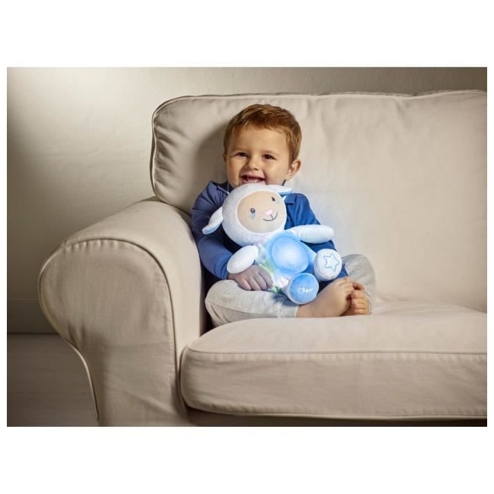 CHICCO Peluche musicale Mouton Tendres mots doux - Bleu