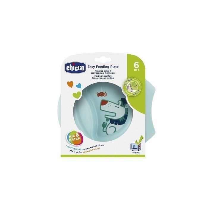 Chicco Assiette Creuse Décorée avec Rebord Bleu +6m 1 unité