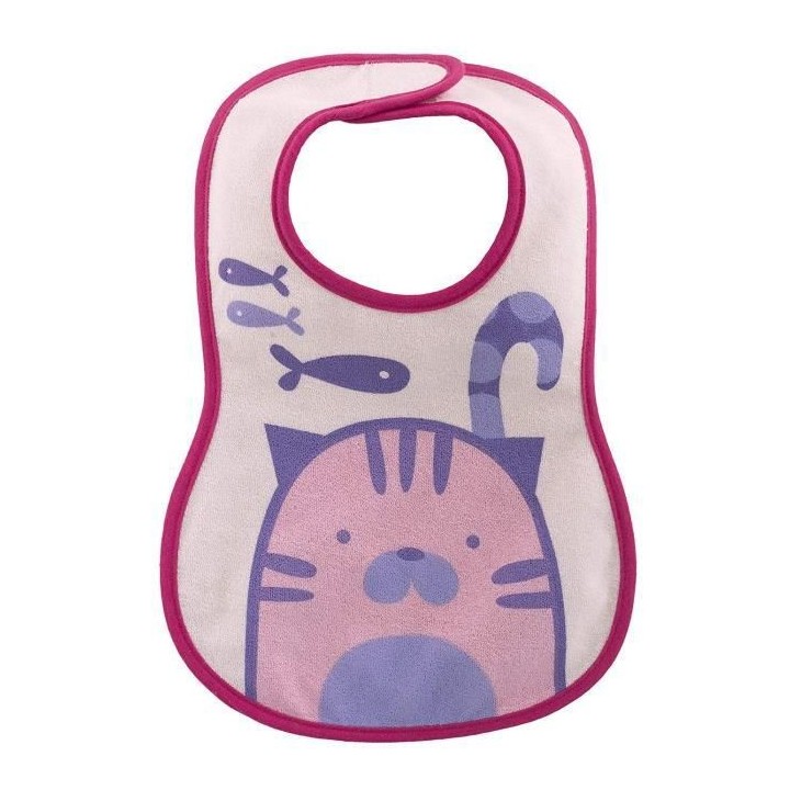 CHICCO Lot de 3 bavoirs décorés chat rose ou lot de 3 renard turquoi