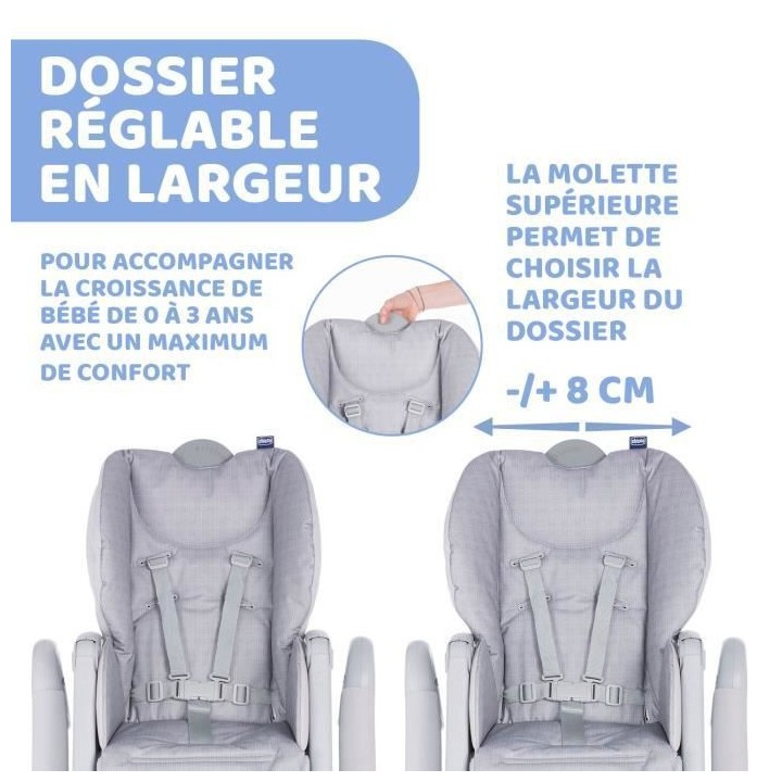 CHICCO Chaise Haute Polly 2 Start - 4 Roues happy silver