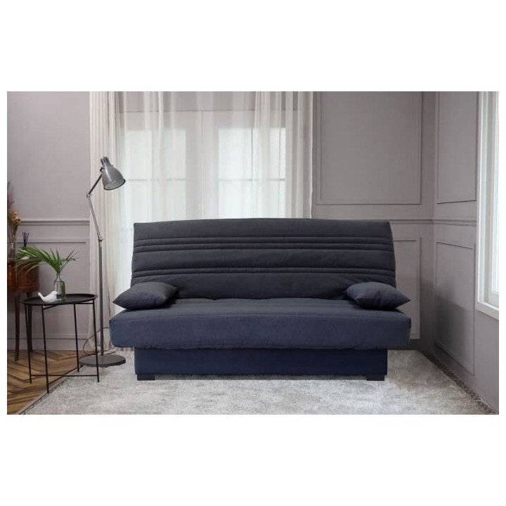 Banquette clic clac 3 places - Matelas 17 cm - Tissu gris anthracite -