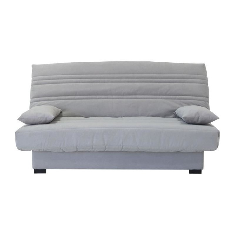 Banquette clic clac 3 places - Matelas 17 cm - Tissu gris clair - L199 x P96 x H103 cm - CHLoe