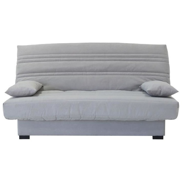 Banquette clic clac 3 places - Matelas 17 cm - Tissu gris clair - L199